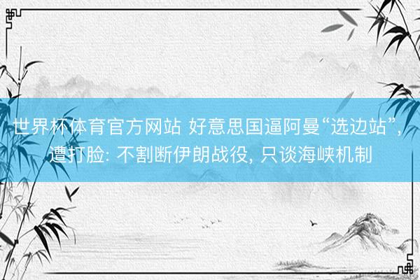世界杯体育官方网站 好意思国逼阿曼“选边站”， 遭打脸: 不割断伊朗战役， 只谈海峡机制