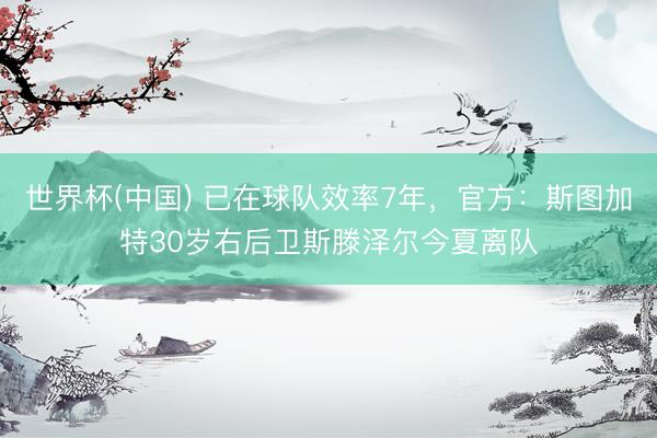 世界杯(中国) 已在球队效率7年，官方：斯图加特30岁右后卫斯滕泽尔今夏离队