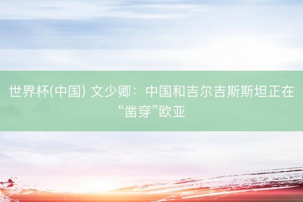 世界杯(中国) 文少卿：中国和吉尔吉斯斯坦正在“凿穿”欧亚