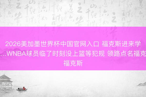 2026美加墨世界杯中国官网入口 福克斯进来学……WNBA球员临了时刻没上篮等犯规 领路点名福克斯