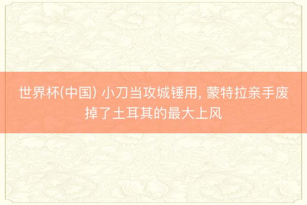 世界杯(中国) 小刀当攻城锤用， 蒙特拉亲手废掉了土耳其的最大上风