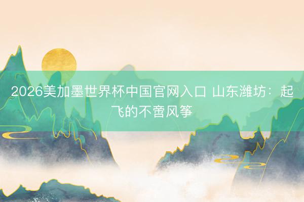 2026美加墨世界杯中国官网入口 山东潍坊:起飞的不啻风筝
