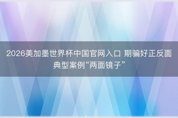 2026美加墨世界杯中国官网入口 期骗好正反面典型案例“两面镜子”