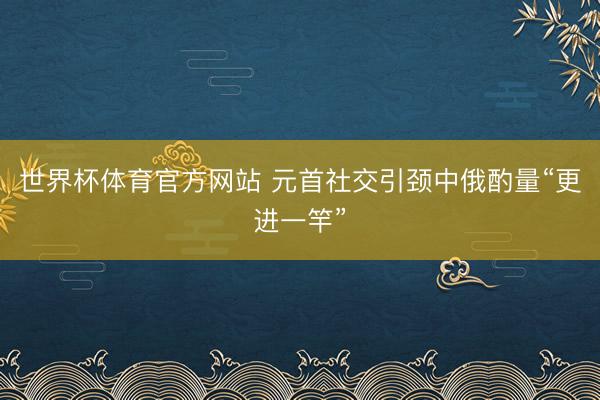 世界杯体育官方网站 元首社交引颈中俄酌量“更进一竿”