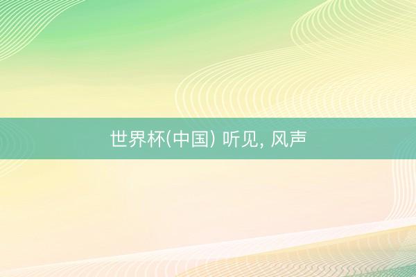 世界杯(中国) 听见， 风声