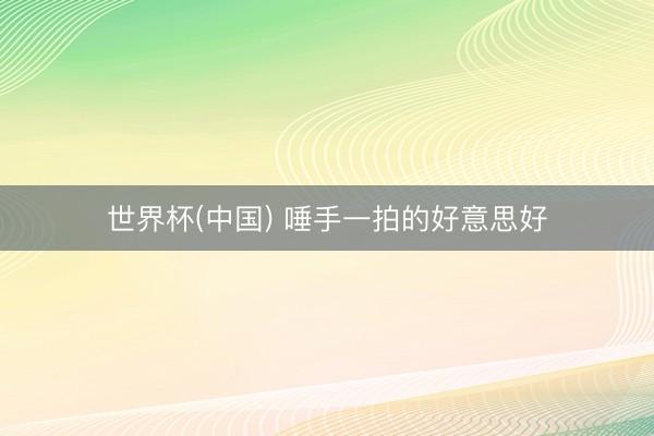 世界杯(中国) 唾手一拍的好意思好