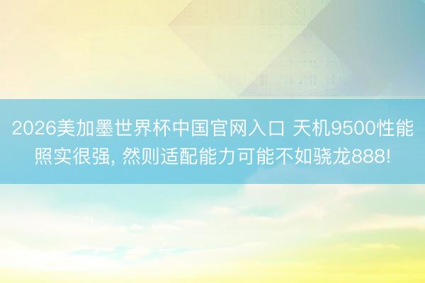 2026美加墨世界杯中国官网入口 天机9500性能照实很强， 然则适配能力可能不如骁龙888!