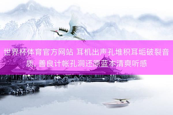 世界杯体育官方网站 耳机出声孔堆积耳垢破裂音质， 善良计帐孔洞还原蓝本清爽听感