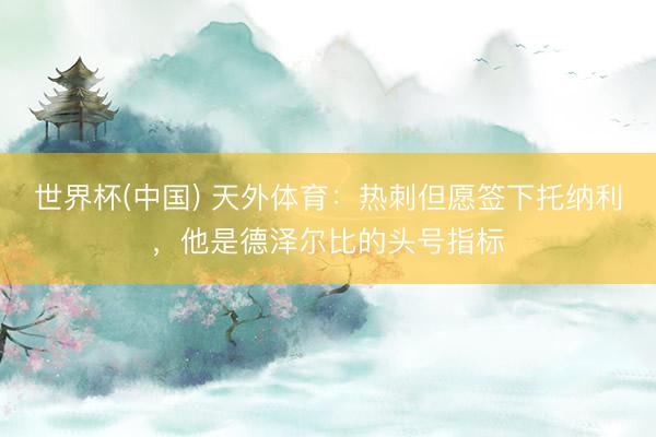 世界杯(中国) 天外体育：热刺但愿签下托纳利，他是德泽尔比的头号指标