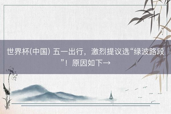 世界杯(中国) 五一出行，激烈提议选“绿波路段”！原因如下→